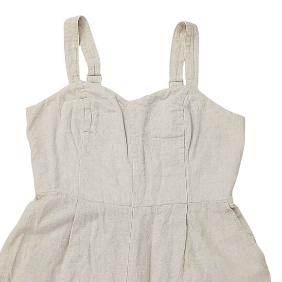 Old Navy Jumpsuit Womens Medium Beige Fit & Flare Linen Blend Beach Coastal - Picture 3 of 12